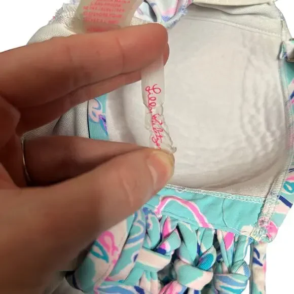 Lilly Pulitzer Bayside Michaelina Swim Tankini Top Women’s 8 Blue Resortwear - Picture 8 of 11